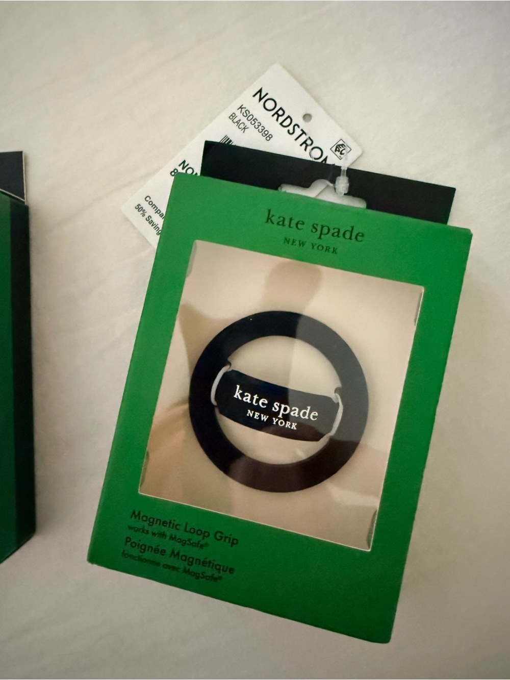 kate spade New York Black or Clear glitter Magnetic Loop Grip